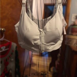NWT Elegant White Zip-Front Sports Bra